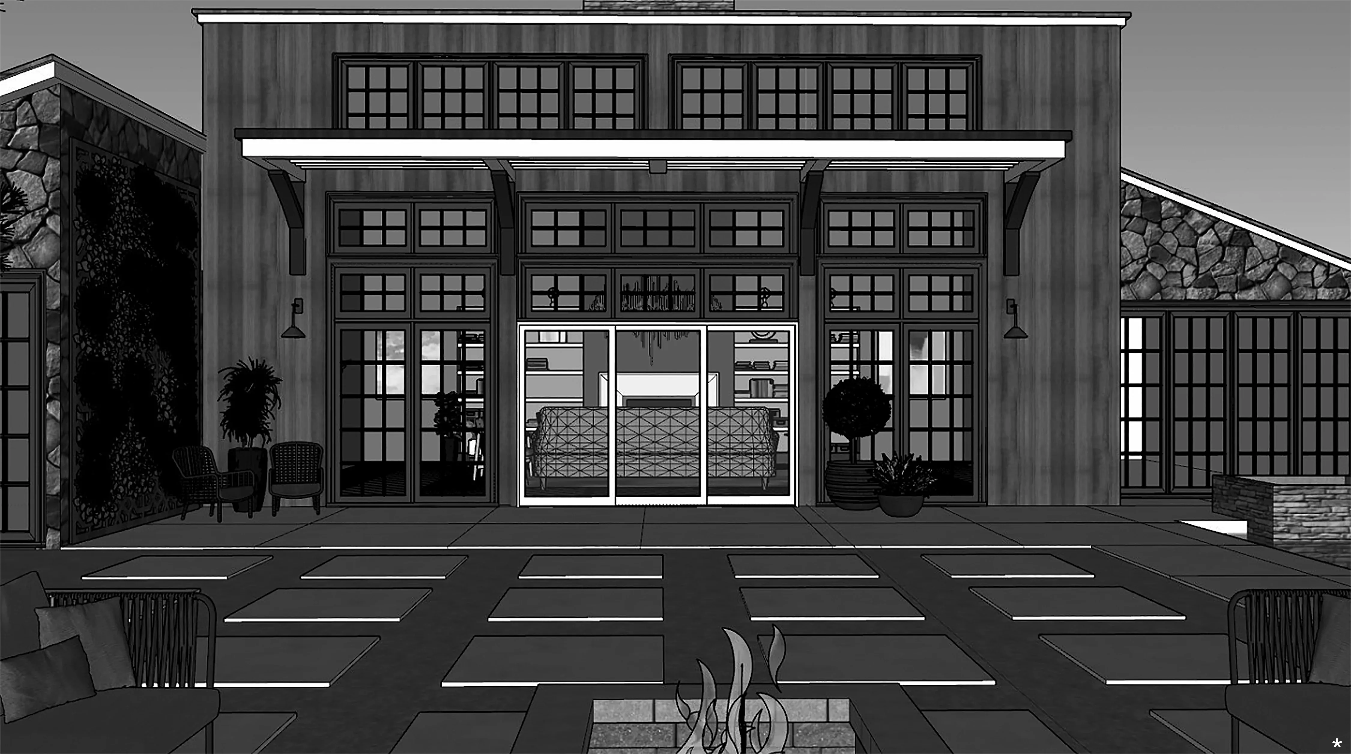 Expensive Cabin Exterior Sketch