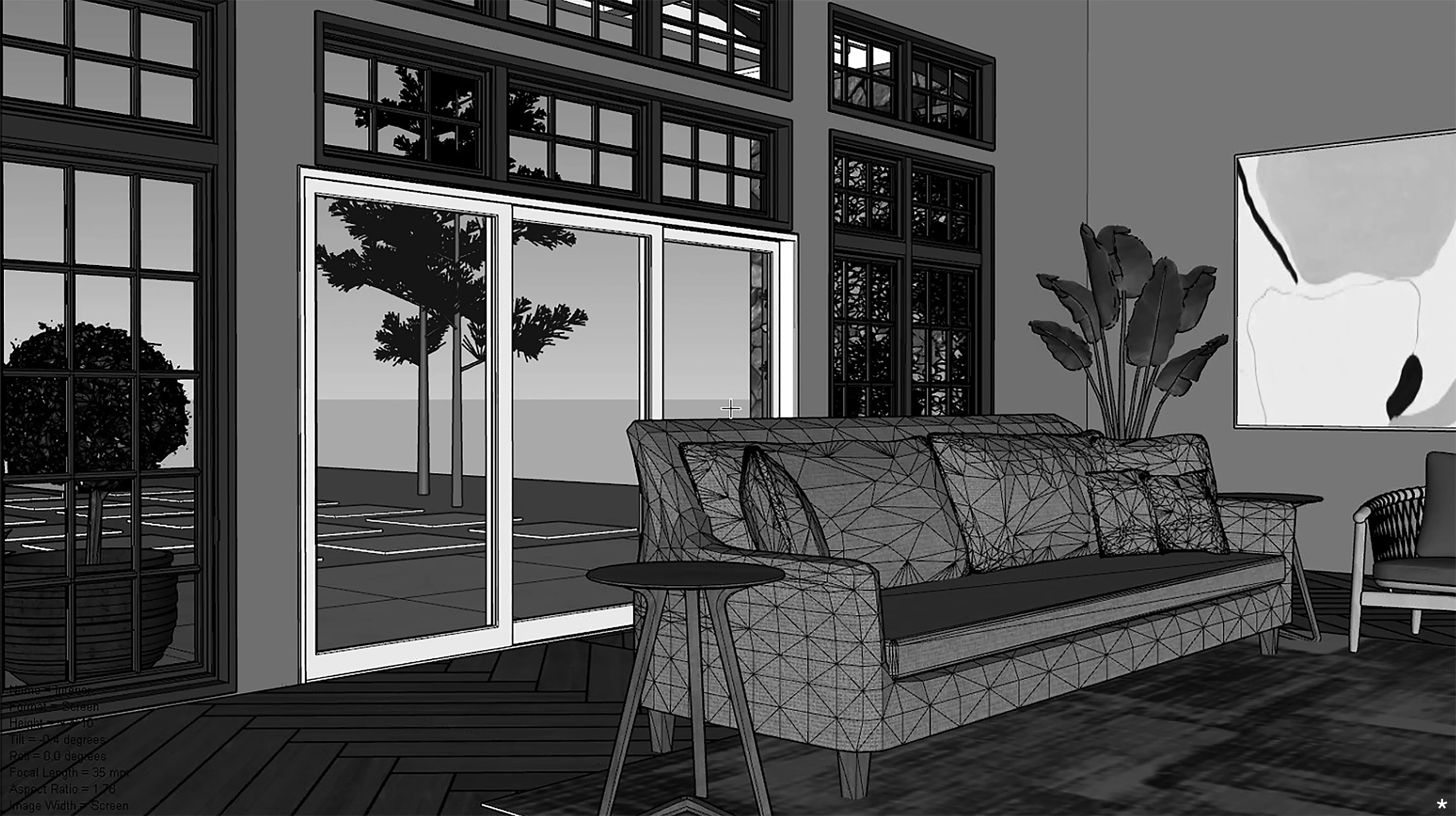 Expensive Cabin Interior Sketch