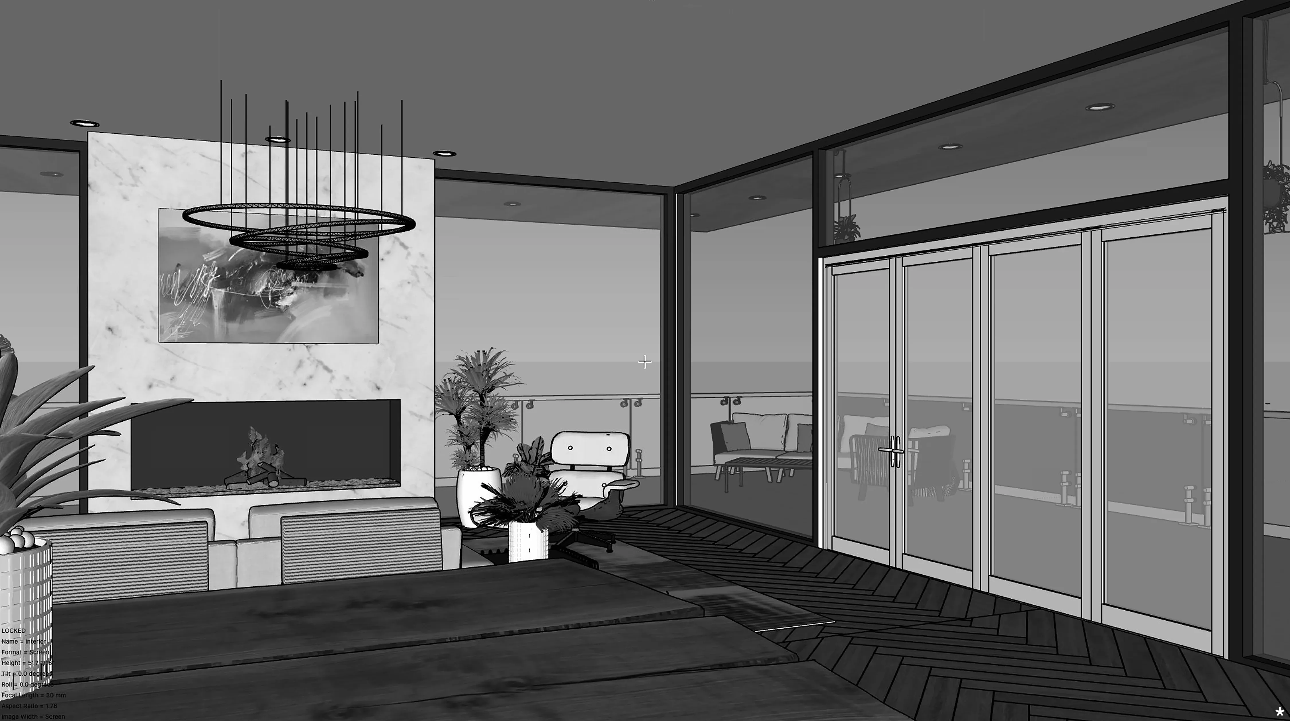Pacific North West Home Interior Sketch
