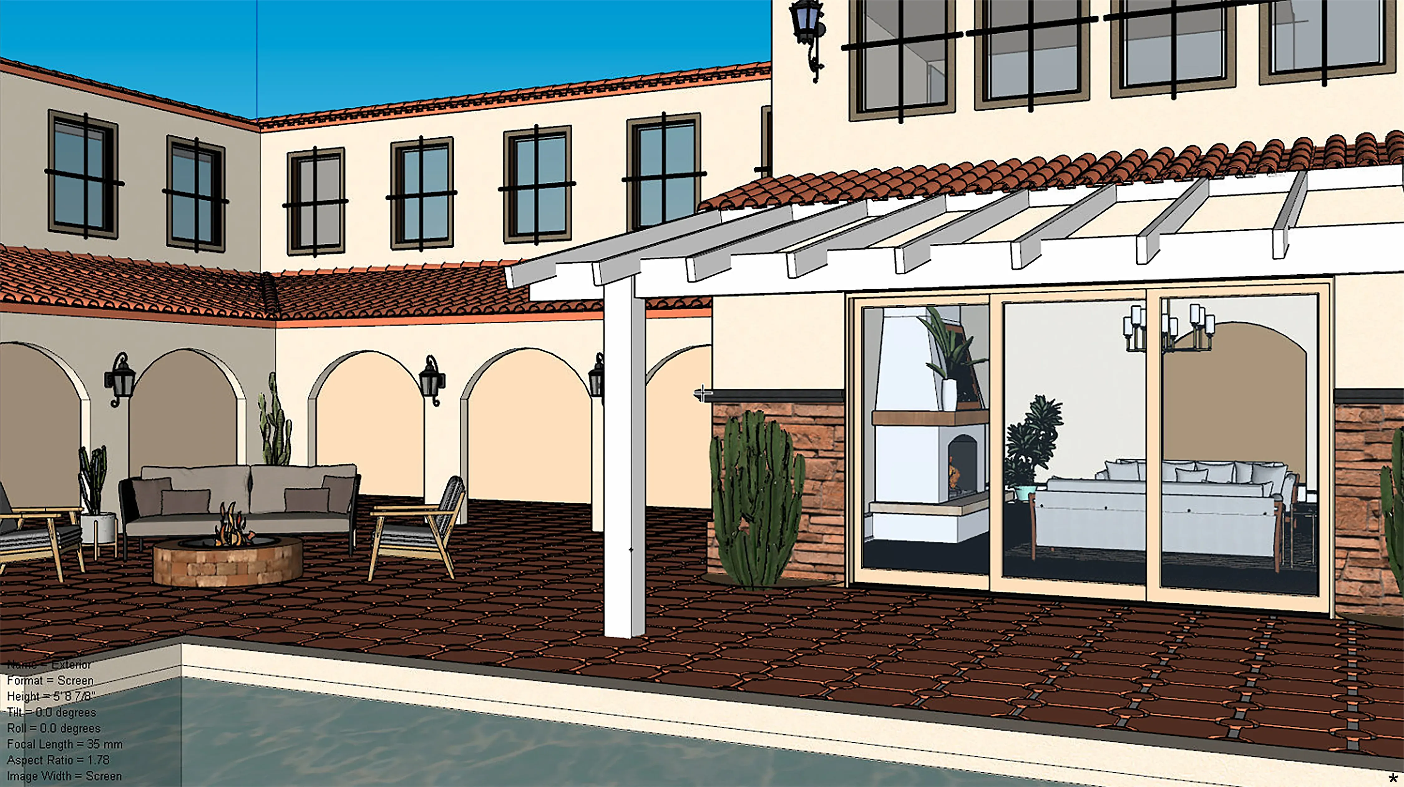 SoCal Spanish Exterior Sketch