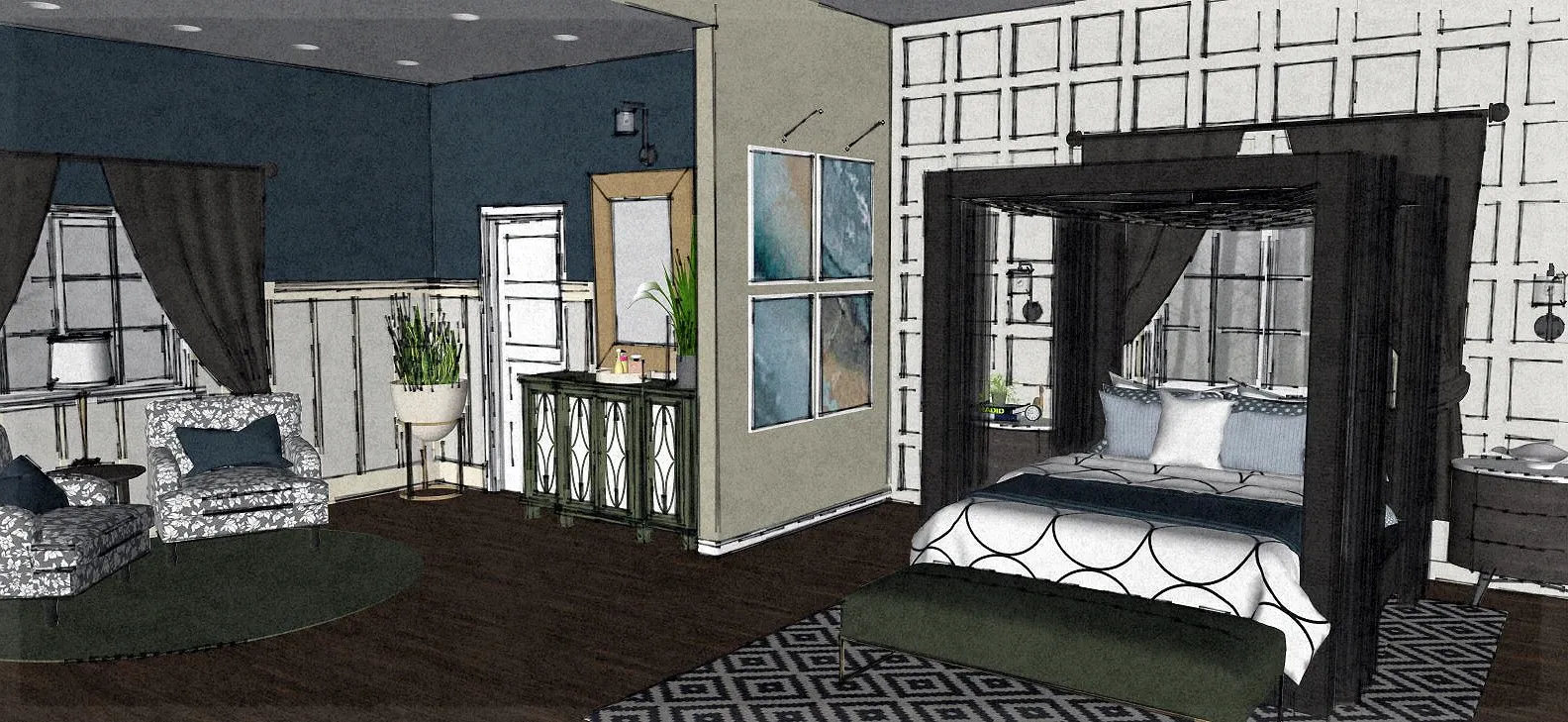 spa bedroom rendering finished