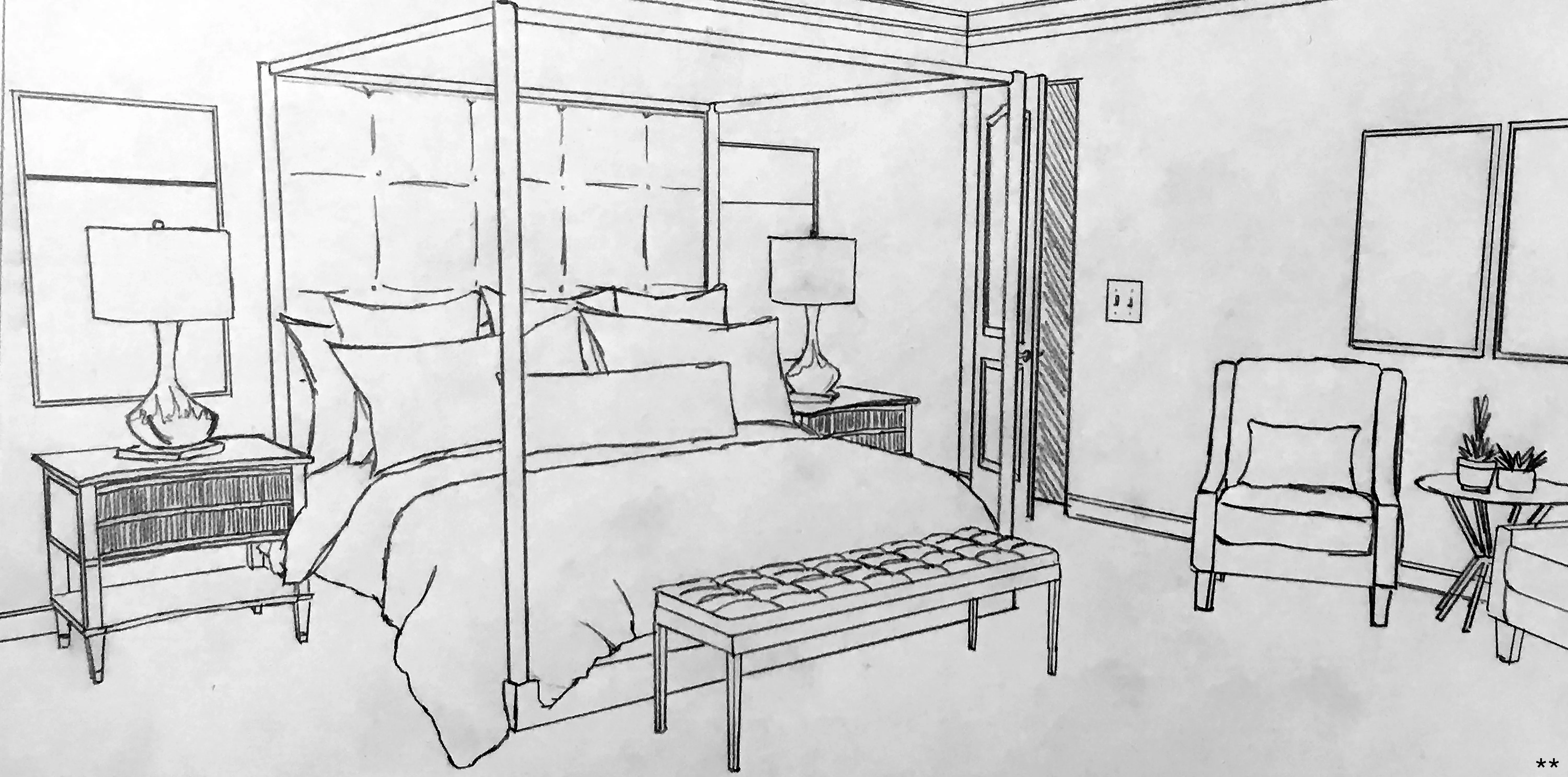 Upscale Master Bedroom Sketch